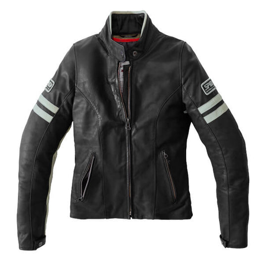 Spidi Vintage CE Leather Ladies Jacket - Black/White