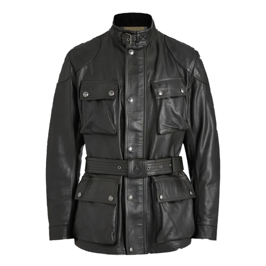 Belstaff Trialmaster Leather Jacket - Anthracite Black