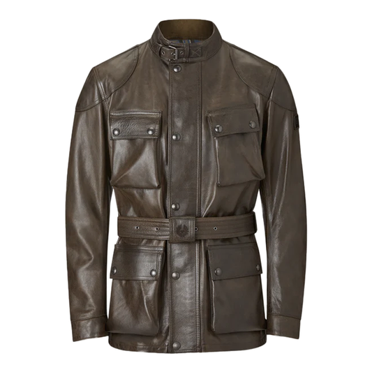 Belstaff Trialmaster Leather Jacket - Dark Olive