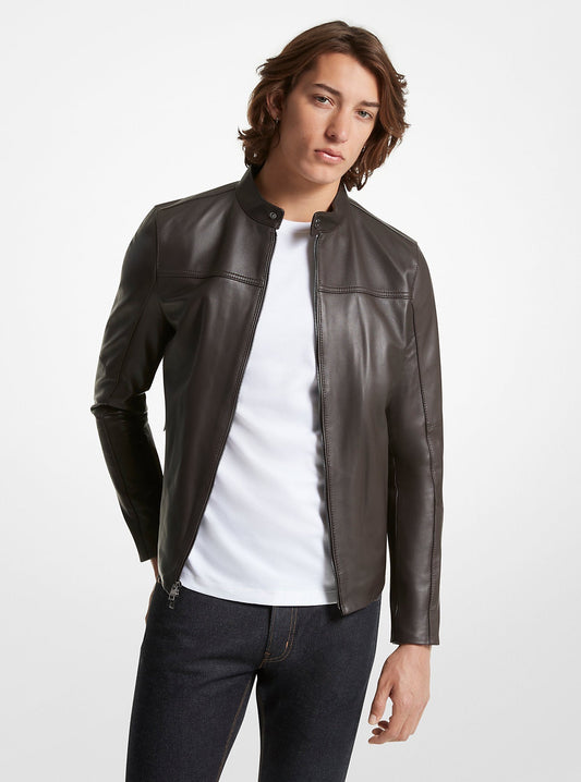 Leather Racer Jacket - Michael Kors